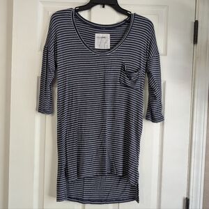 We The Free Navy and Cream Retro Striped Tee Size XS